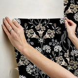 York Meadow Song Black & Neutral Peel & Stick Wallpaper