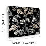 York Meadow Song Black & Neutral Peel & Stick Wallpaper