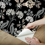 York Meadow Song Black & Neutral Peel & Stick Wallpaper