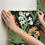 York Blooming Villa Black Peel & Stick Wallpaper