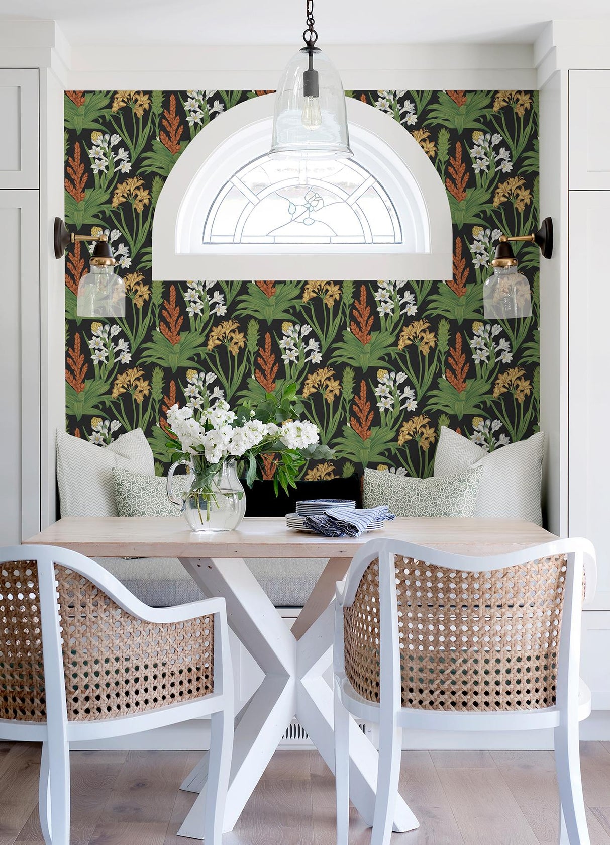 York Blooming Villa Black Peel & Stick Wallpaper