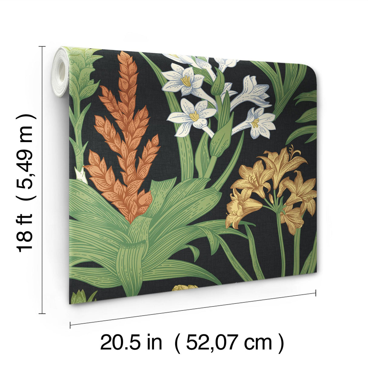 York Blooming Villa Black Peel & Stick Wallpaper