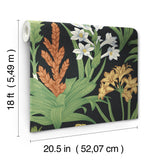 York Blooming Villa Black Peel & Stick Wallpaper