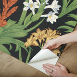 York Blooming Villa Black Peel & Stick Wallpaper