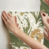 York Blooming Villa Linen & Olive Peel & Stick Wallpaper