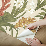 York Blooming Villa Linen & Olive Peel & Stick Wallpaper