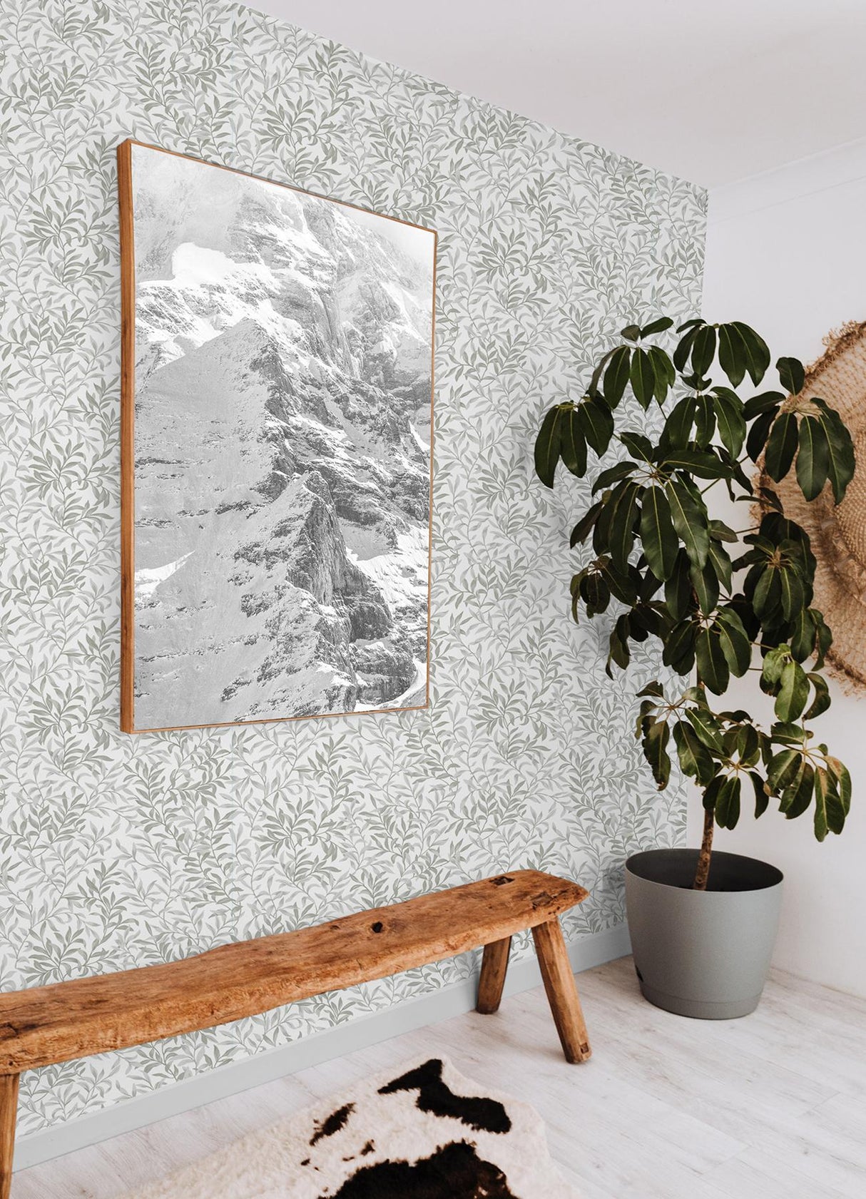 York Terrace Vines Sea Salt Grey Peel & Stick Wallpaper
