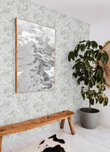 York Terrace Vines Sea Salt Grey Peel & Stick Wallpaper