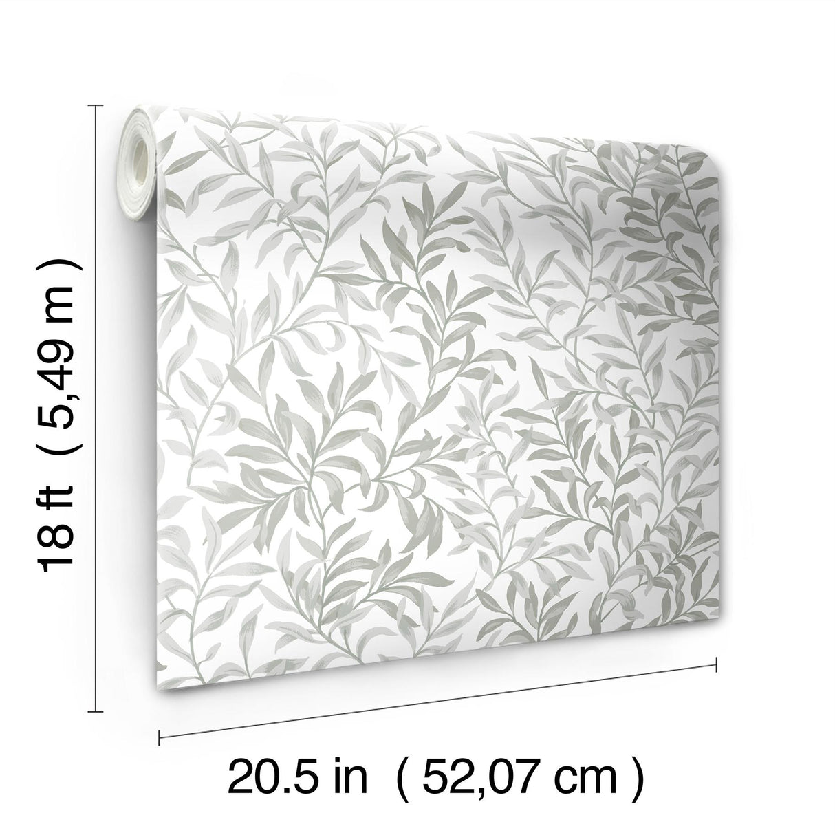 York Terrace Vines Sea Salt Grey Peel & Stick Wallpaper