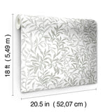 York Terrace Vines Sea Salt Grey Peel & Stick Wallpaper