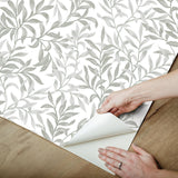 York Terrace Vines Sea Salt Grey Peel & Stick Wallpaper