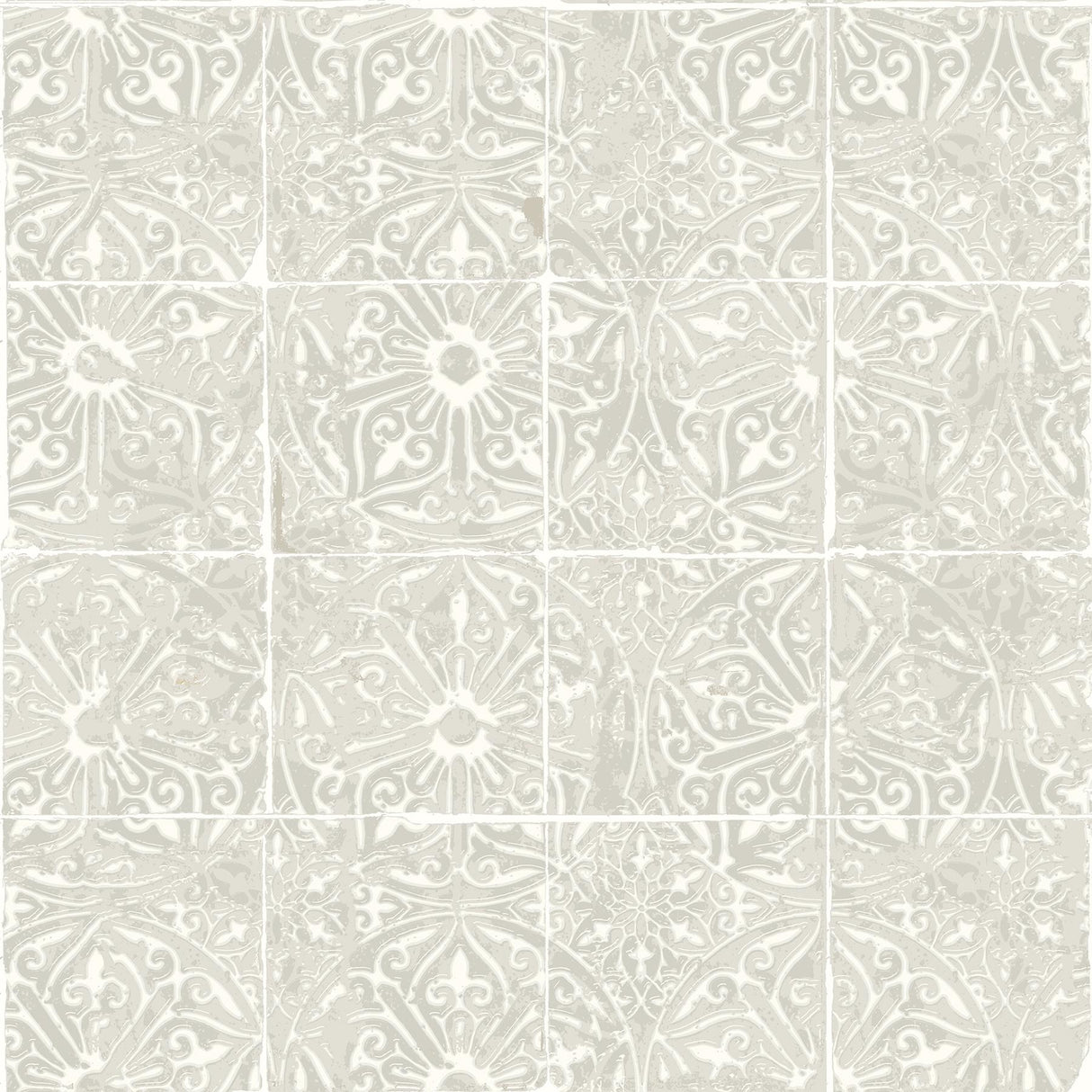 York Provincial Tile Grey Peel & Stick Wallpaper