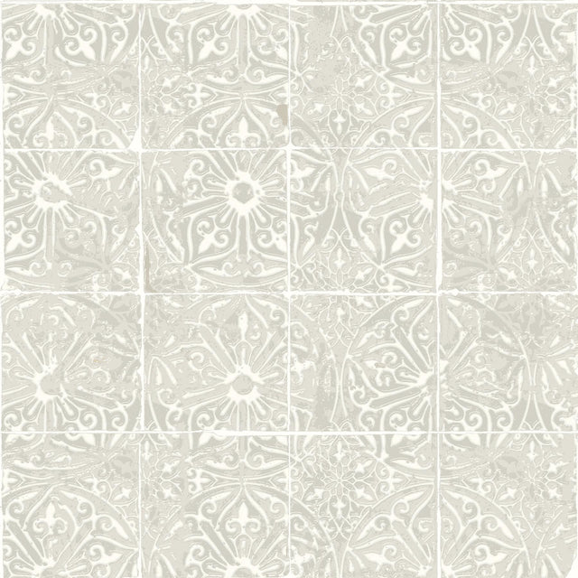 York Provincial Tile Grey Peel & Stick Wallpaper