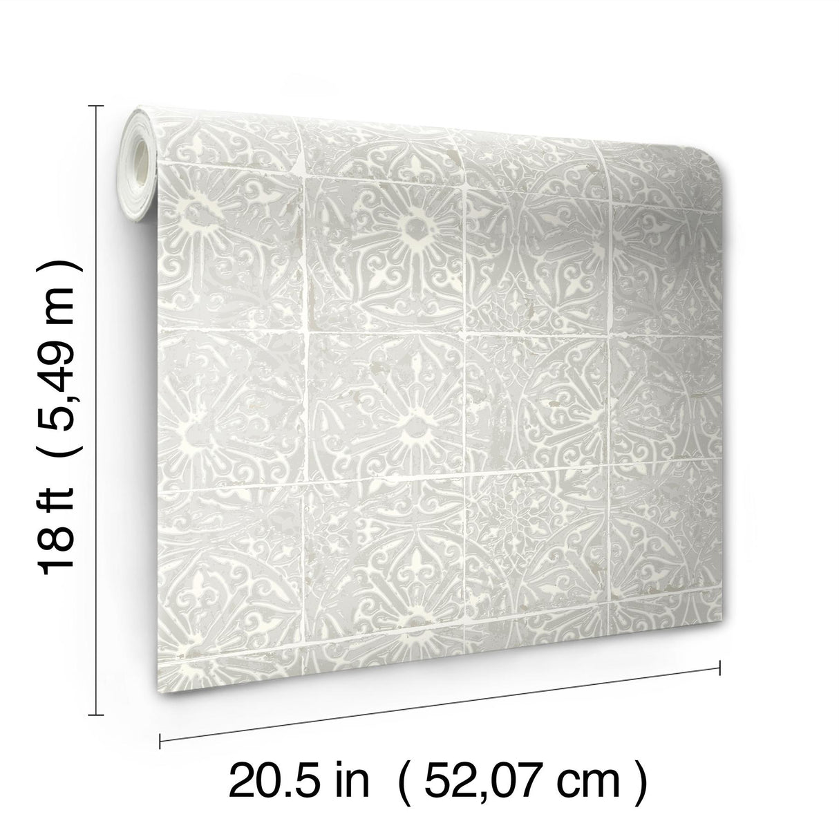 York Provincial Tile Grey Peel & Stick Wallpaper