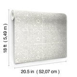 York Provincial Tile Grey Peel & Stick Wallpaper