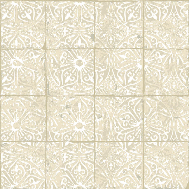 York Provincial Tile Cream Peel & Stick Wallpaper