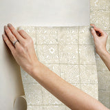 York Provincial Tile Cream Peel & Stick Wallpaper