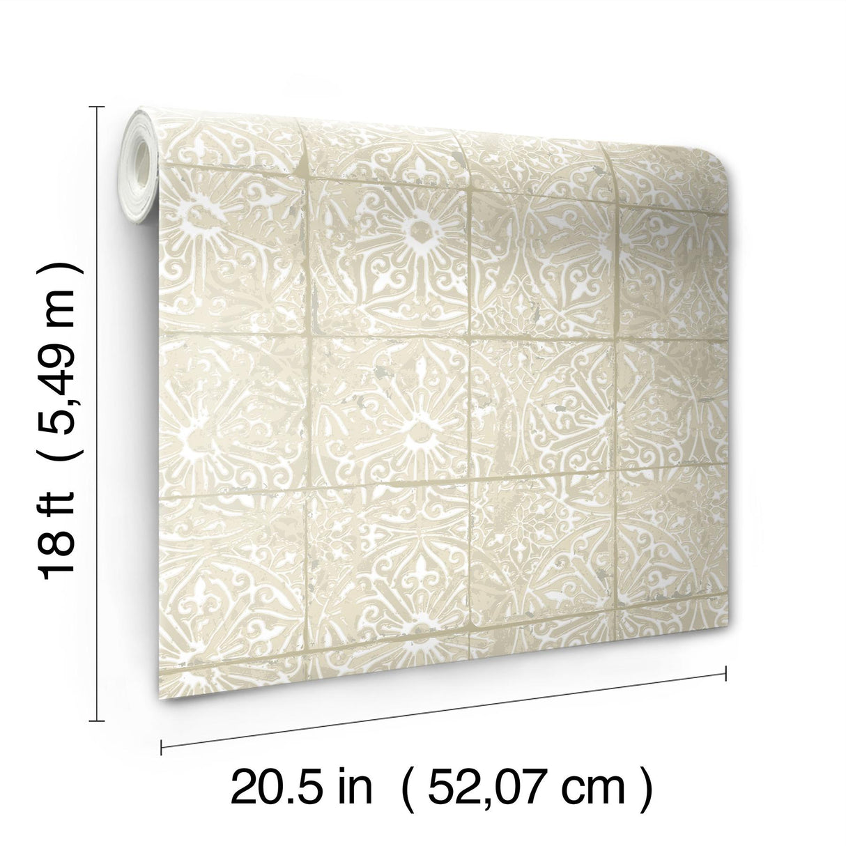 York Provincial Tile Cream Peel & Stick Wallpaper