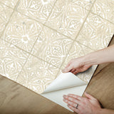 York Provincial Tile Cream Peel & Stick Wallpaper