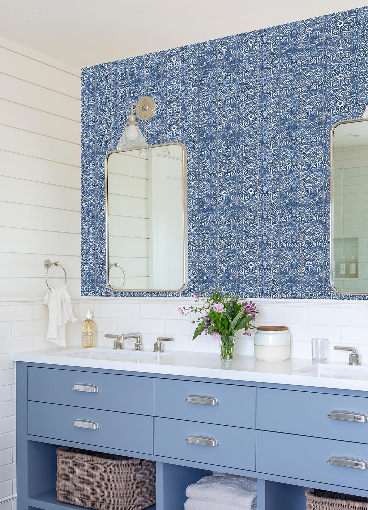 York Provincial Tile Cobalt Sea Peel & Stick Wallpaper