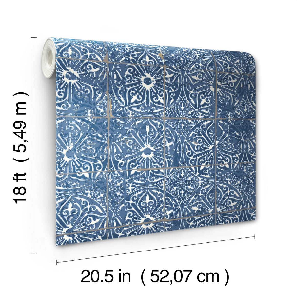 York Provincial Tile Cobalt Sea Peel & Stick Wallpaper
