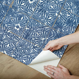 York Provincial Tile Cobalt Sea Peel & Stick Wallpaper