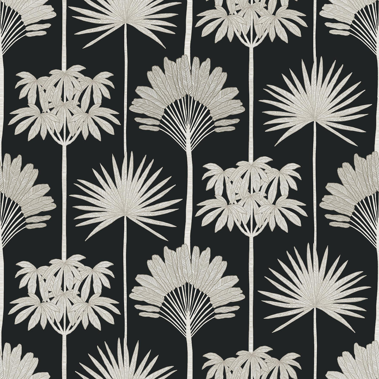York Kentia Black Peel & Stick Wallpaper