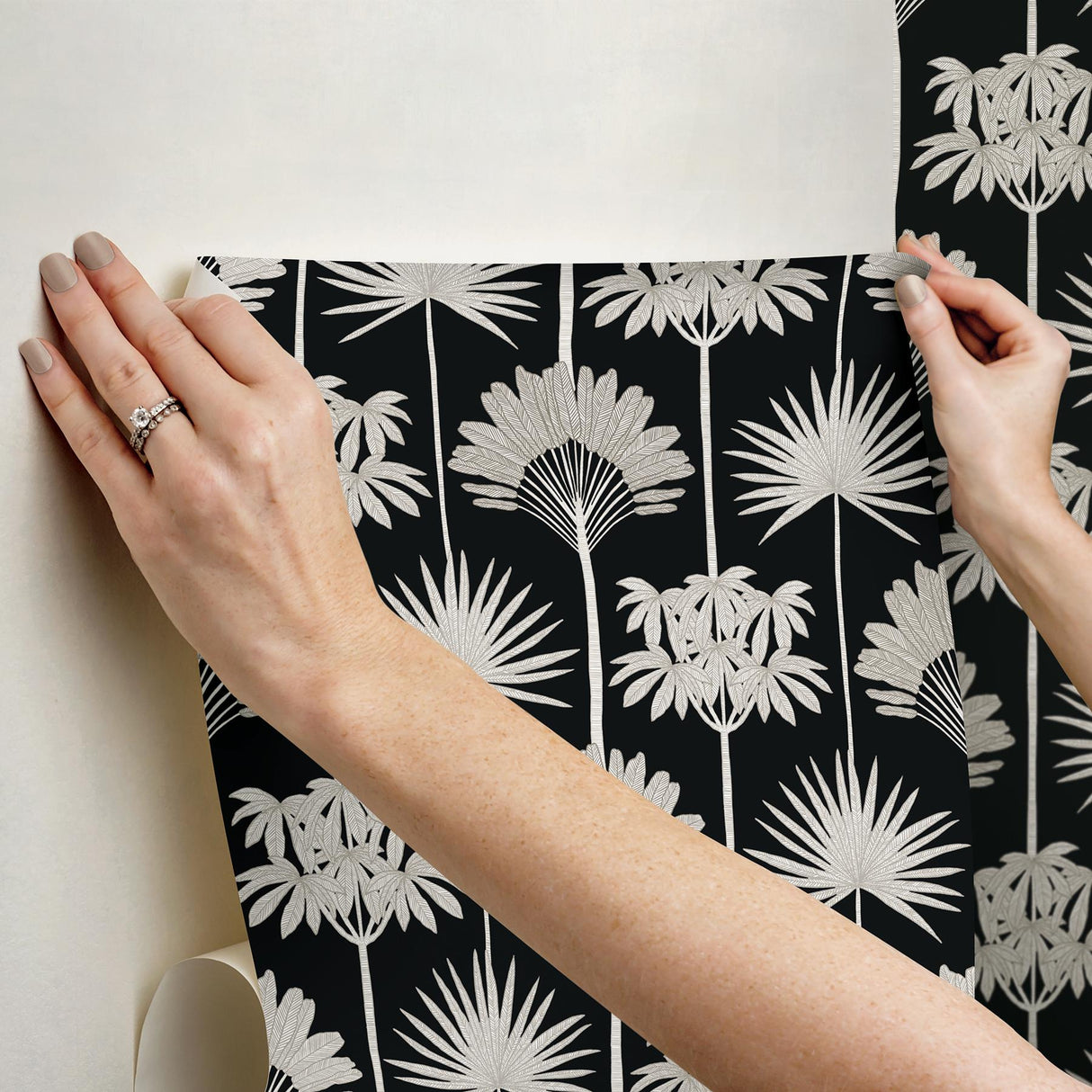 York Kentia Black Peel & Stick Wallpaper