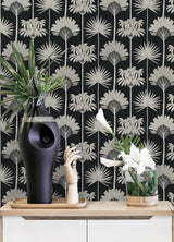 York Kentia Black Peel & Stick Wallpaper