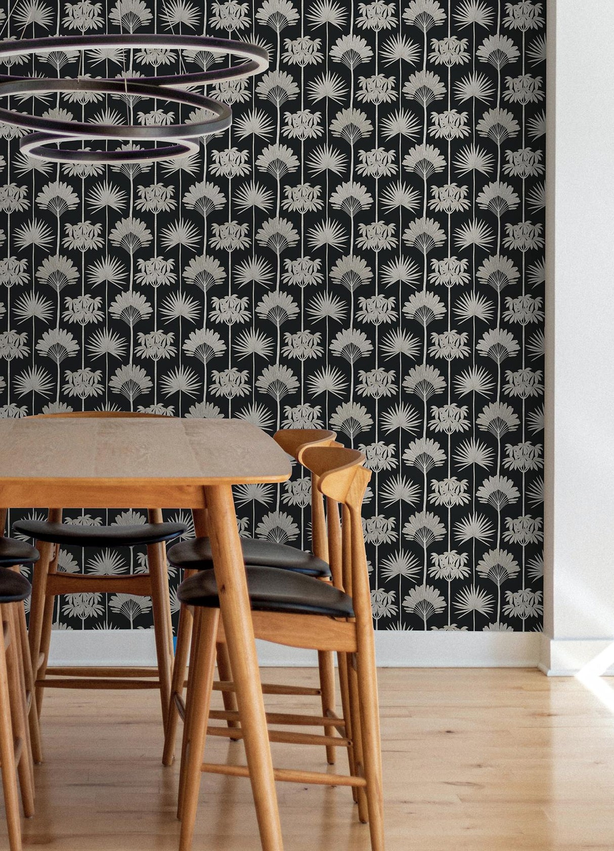 York Kentia Black Peel & Stick Wallpaper