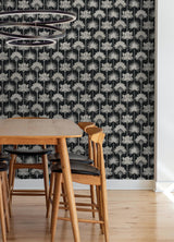 York Kentia Black Peel & Stick Wallpaper