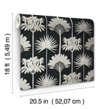 York Kentia Black Peel & Stick Wallpaper