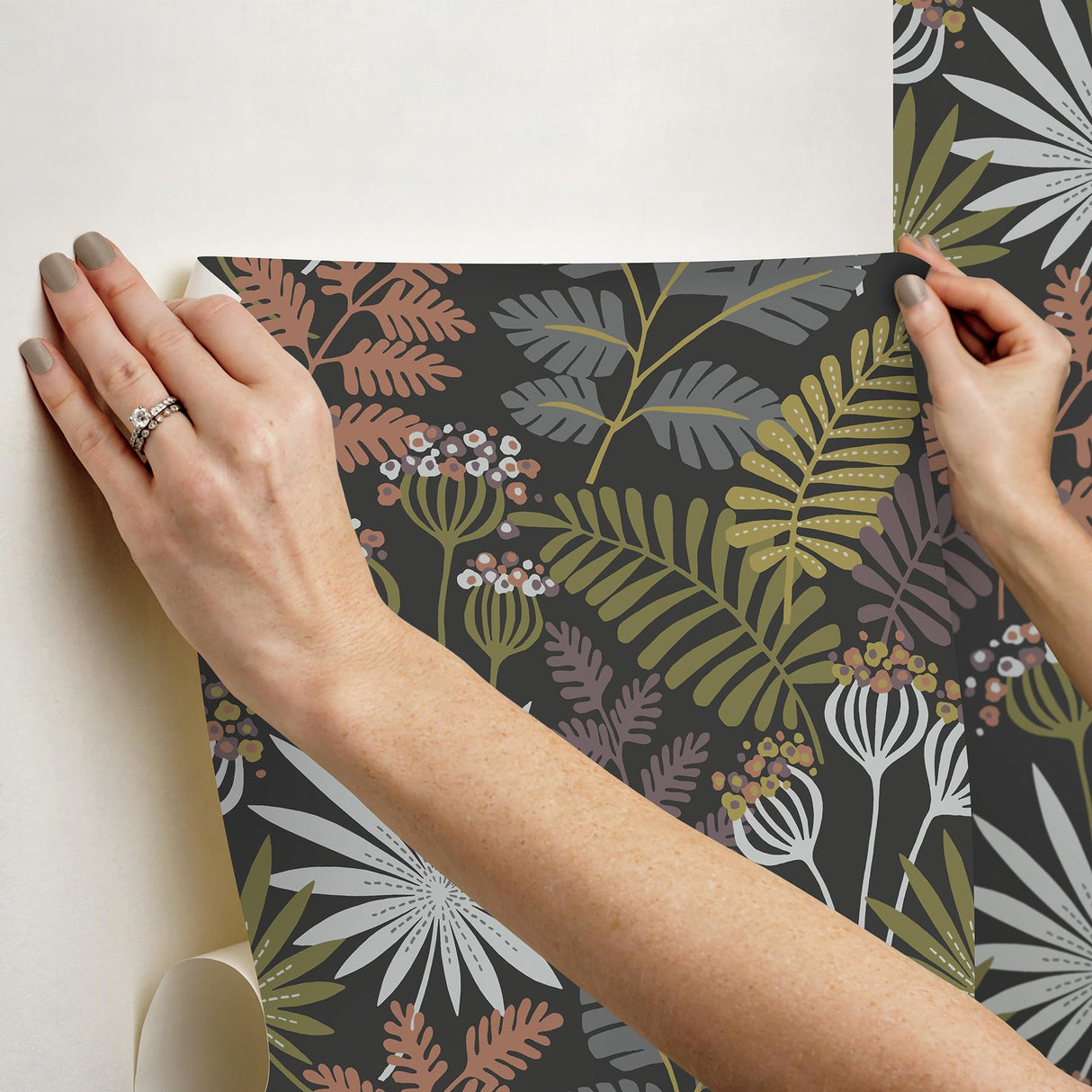 York Marajo Black Peel & Stick Wallpaper