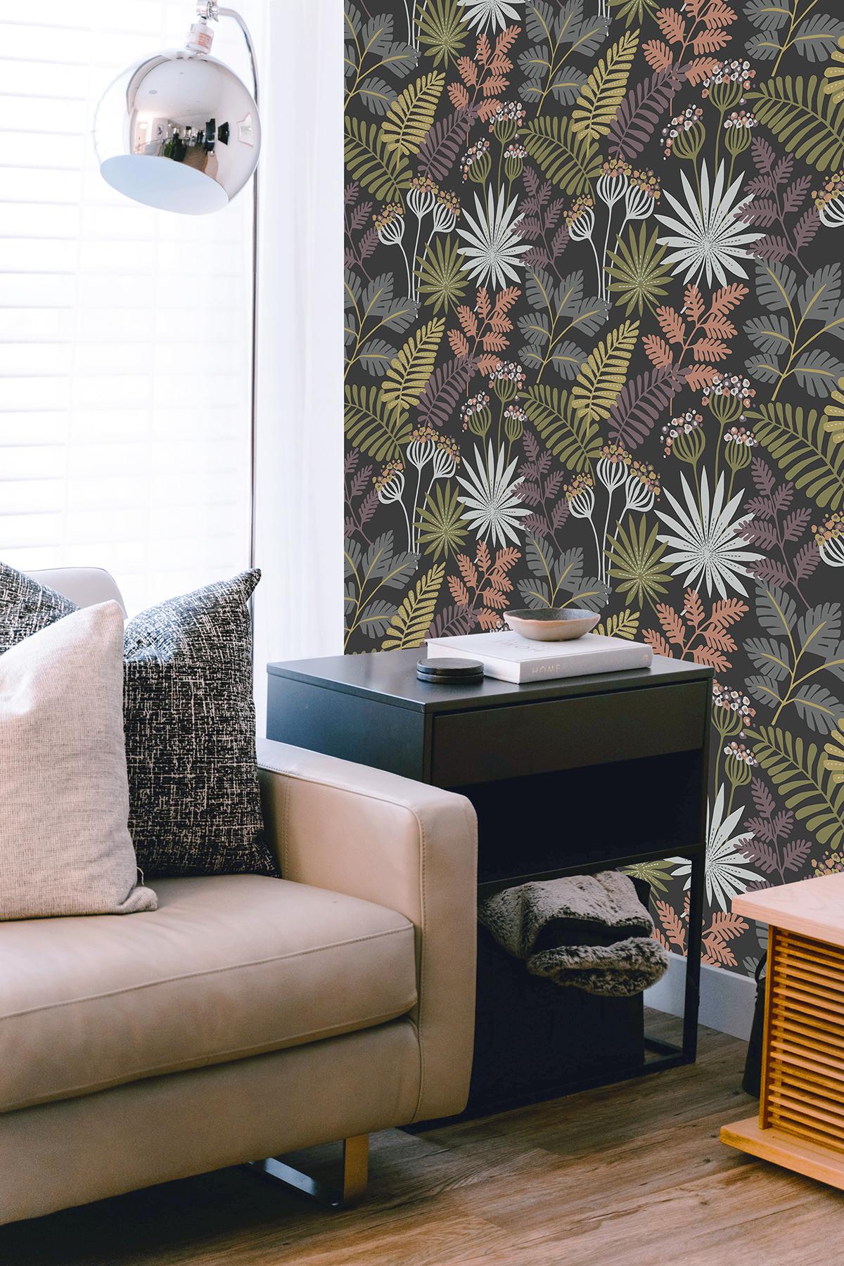 York Marajo Black Peel & Stick Wallpaper