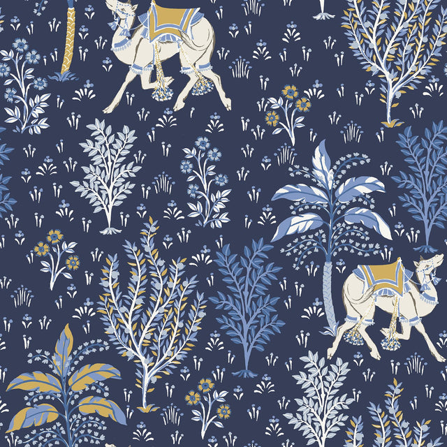 York Navy Camel's Courtyard Peel & Stick Wallpaper