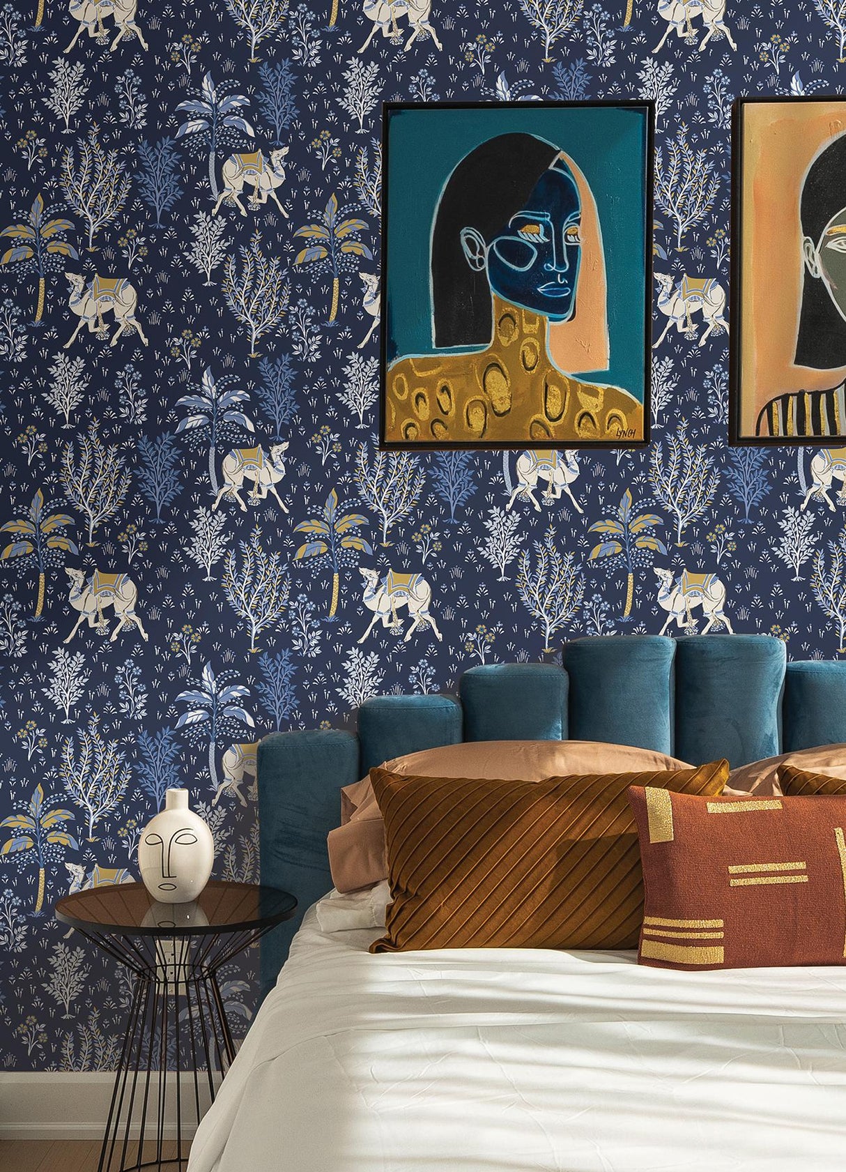York Navy Camel's Courtyard Peel & Stick Wallpaper