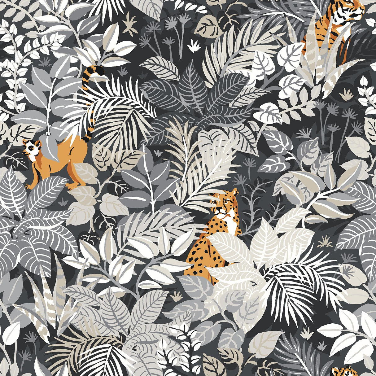York Charcoal Tropical Oasis Peel & Stick Wallpaper