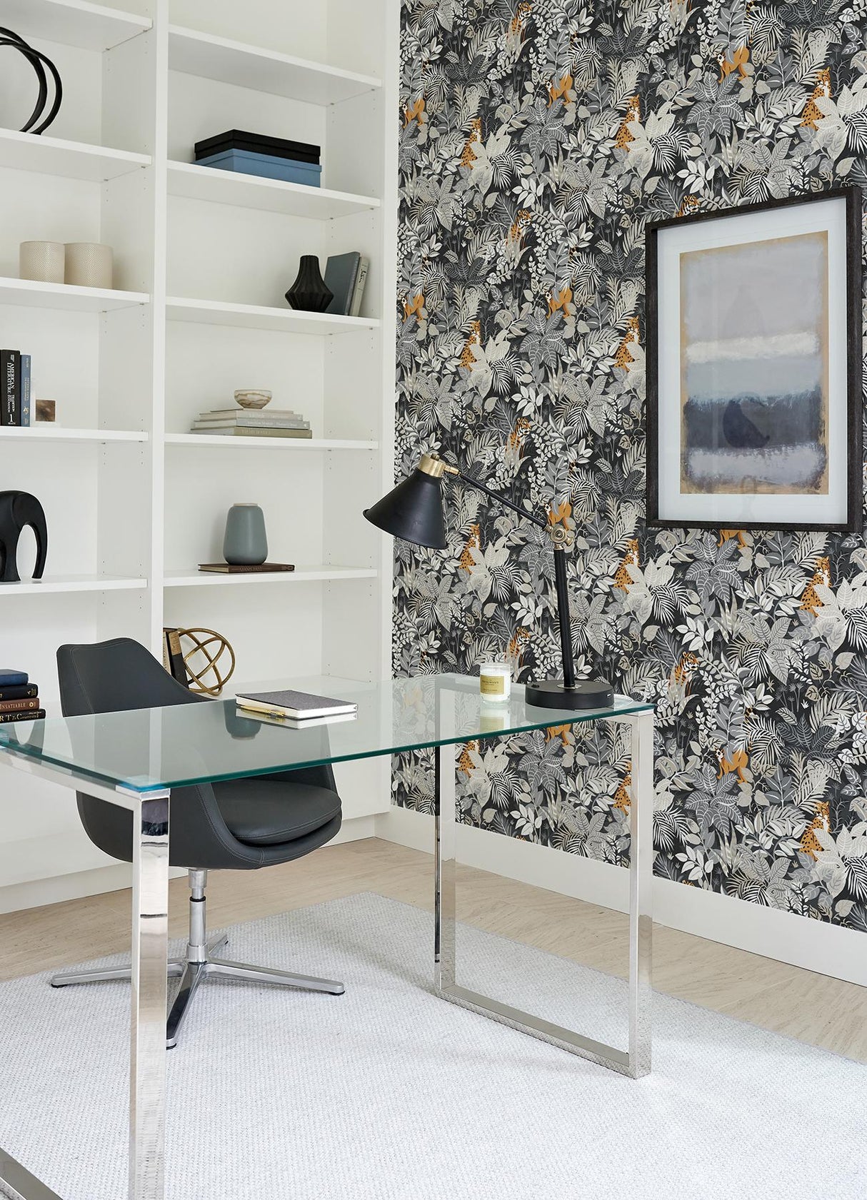 York Charcoal Tropical Oasis Peel & Stick Wallpaper