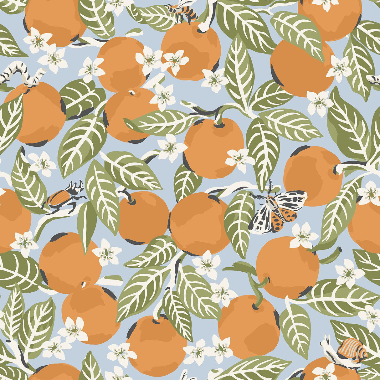 York Sky Blue Orange Grove Peel & Stick Wallpaper