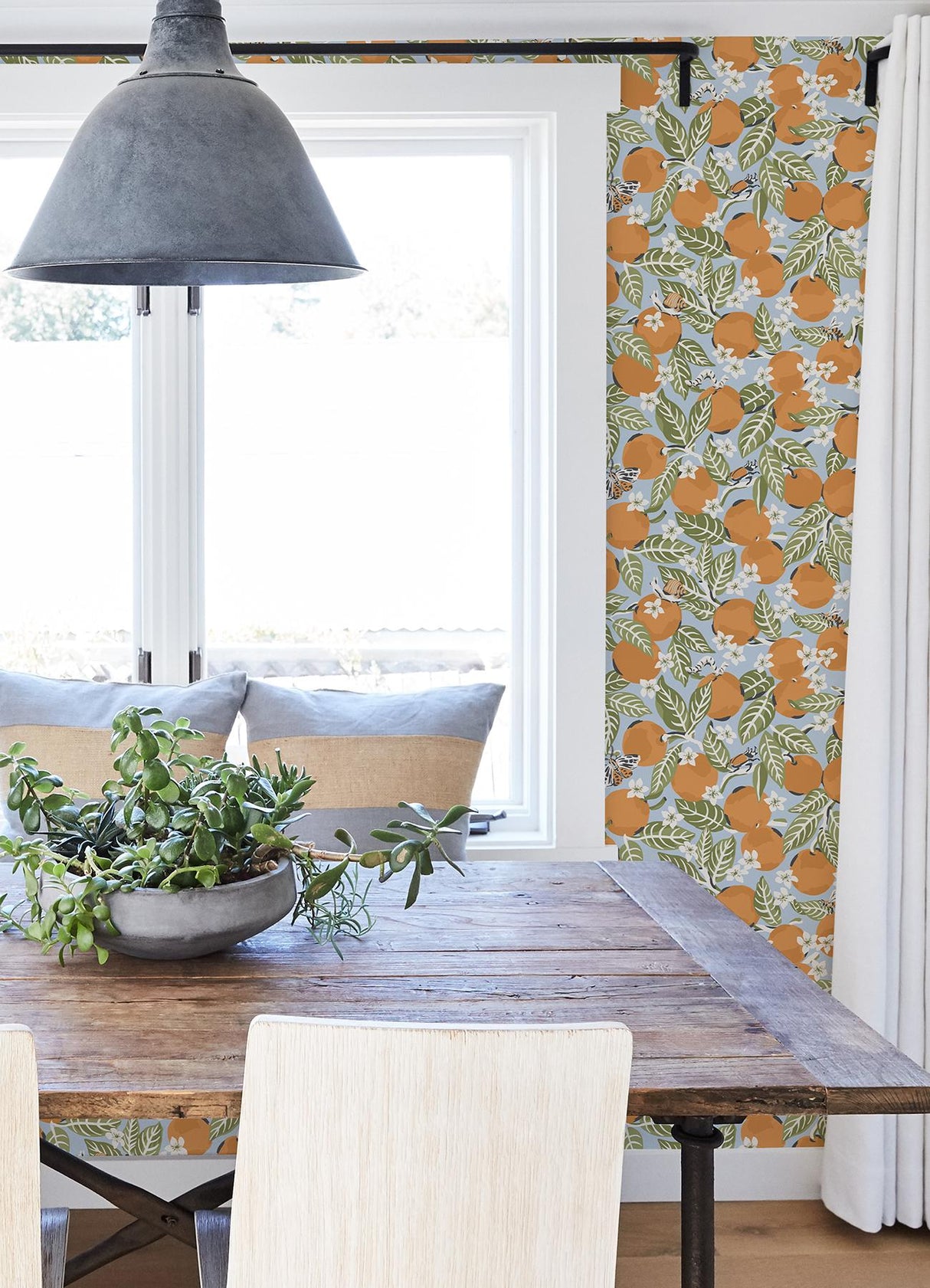 York Sky Blue Orange Grove Peel & Stick Wallpaper