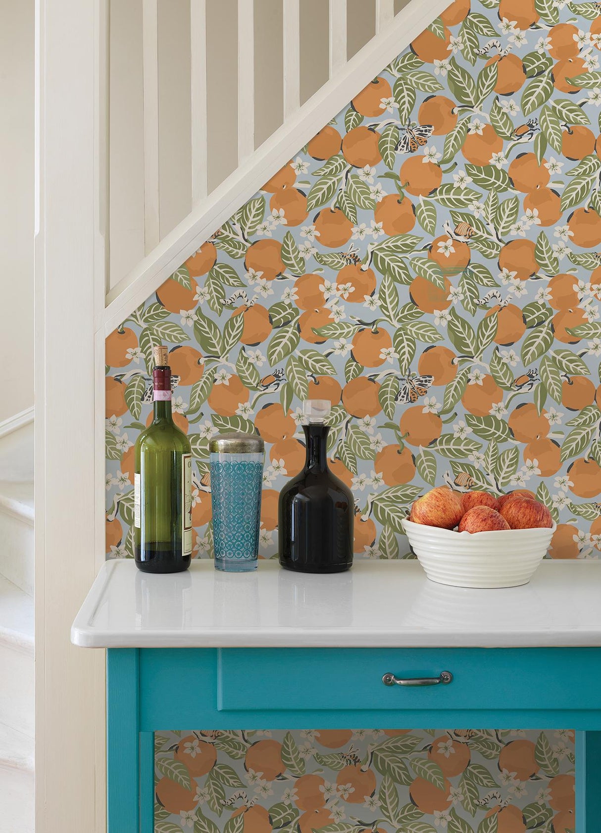 York Sky Blue Orange Grove Peel & Stick Wallpaper