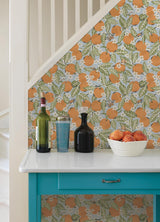 York Sky Blue Orange Grove Peel & Stick Wallpaper