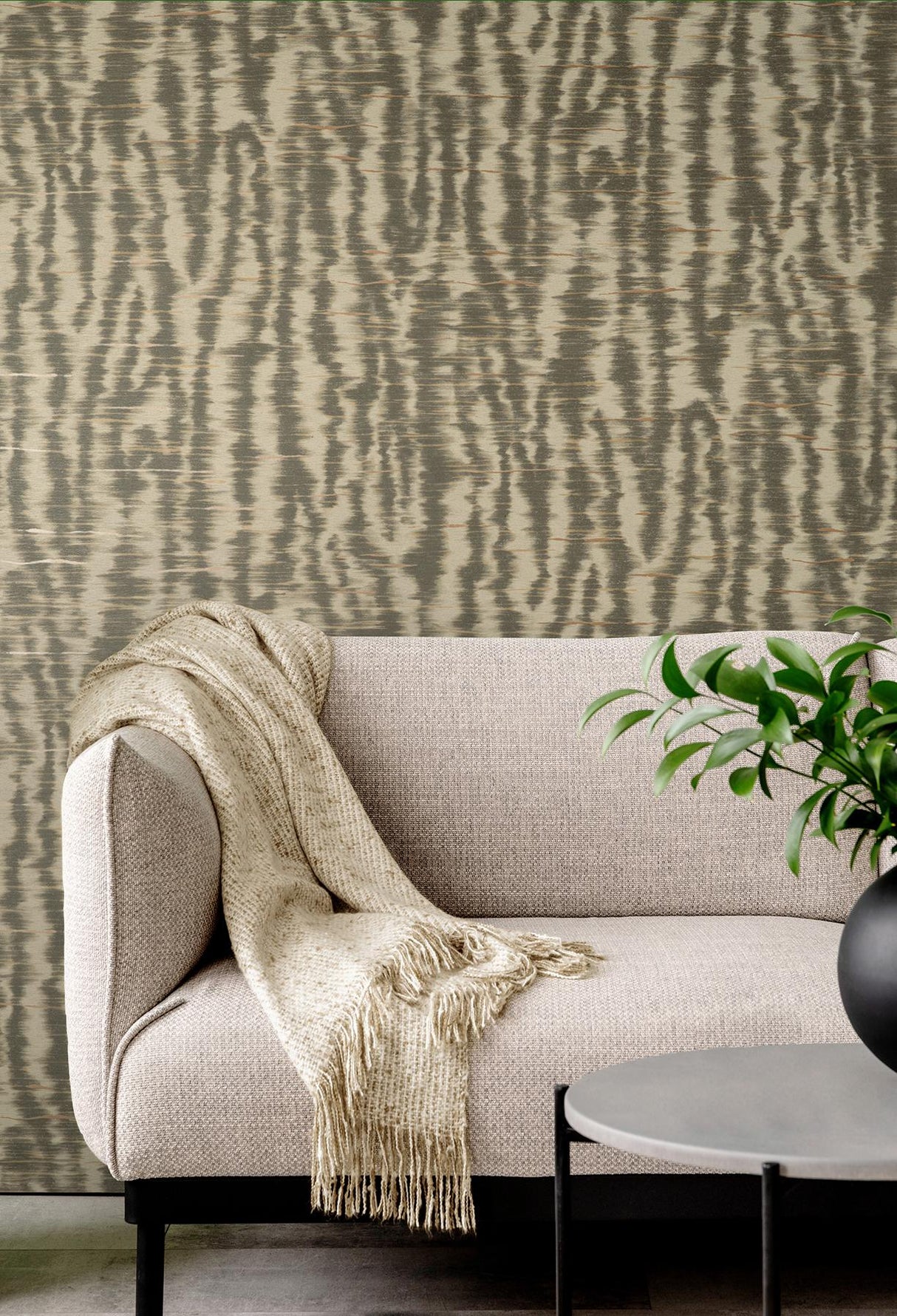 York Hartmann Brown Stripe Texture Wallpaper