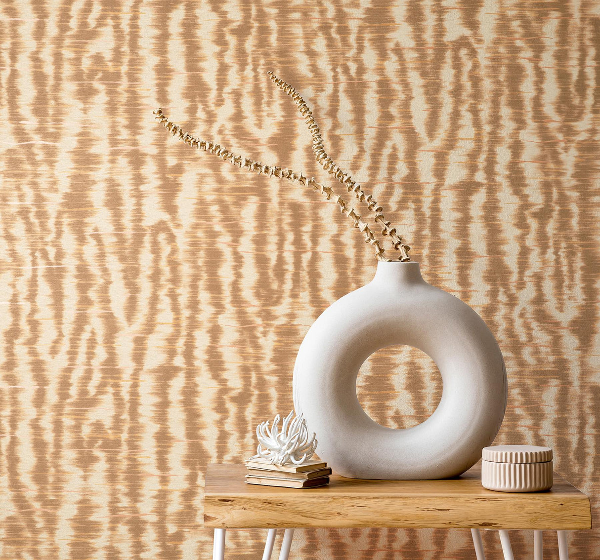 York Hartmann Rust Stripe Texture Wallpaper