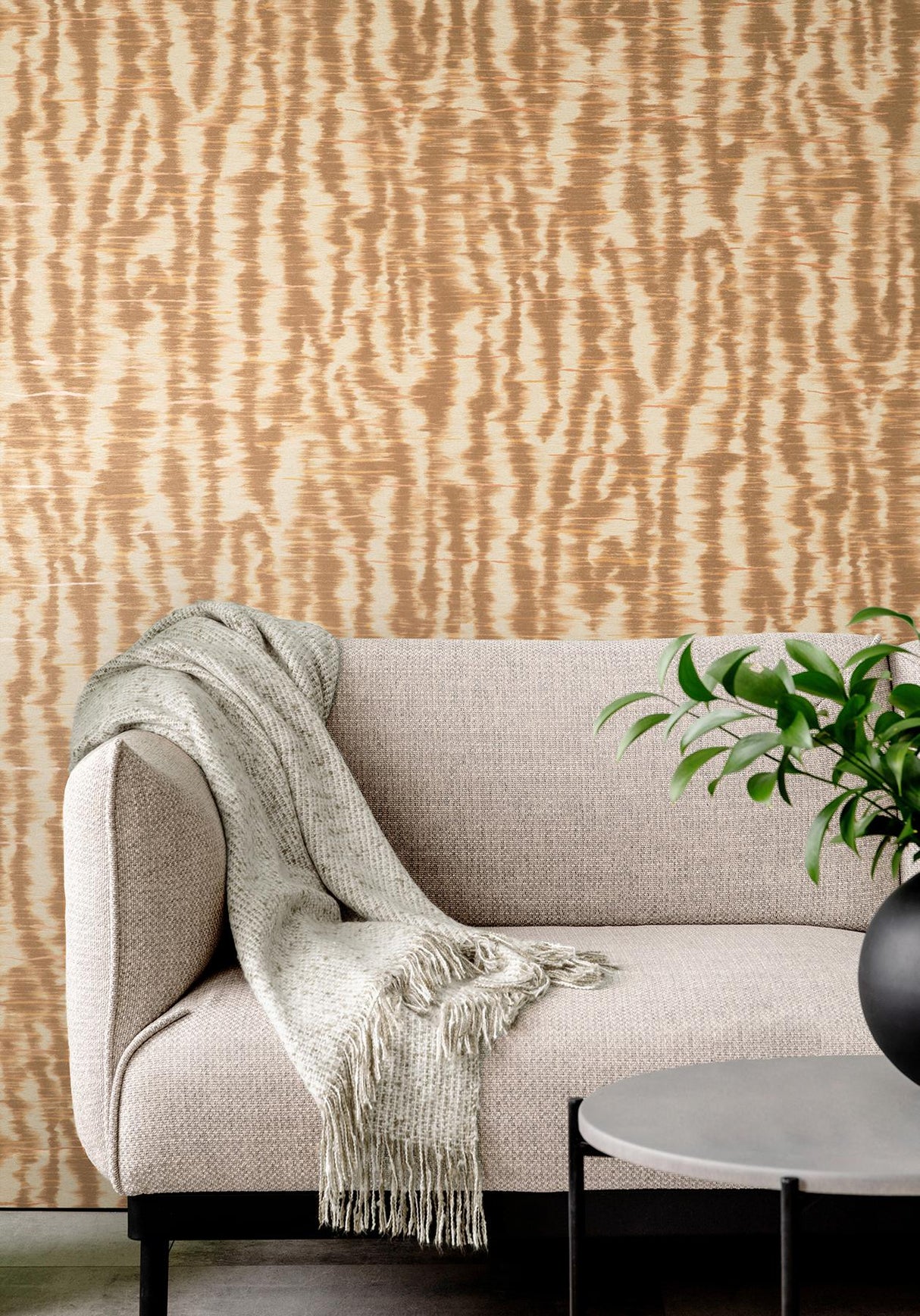 York Hartmann Rust Stripe Texture Wallpaper