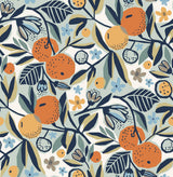 York Navy Clementine Garden Peel & Stick Wallpaper