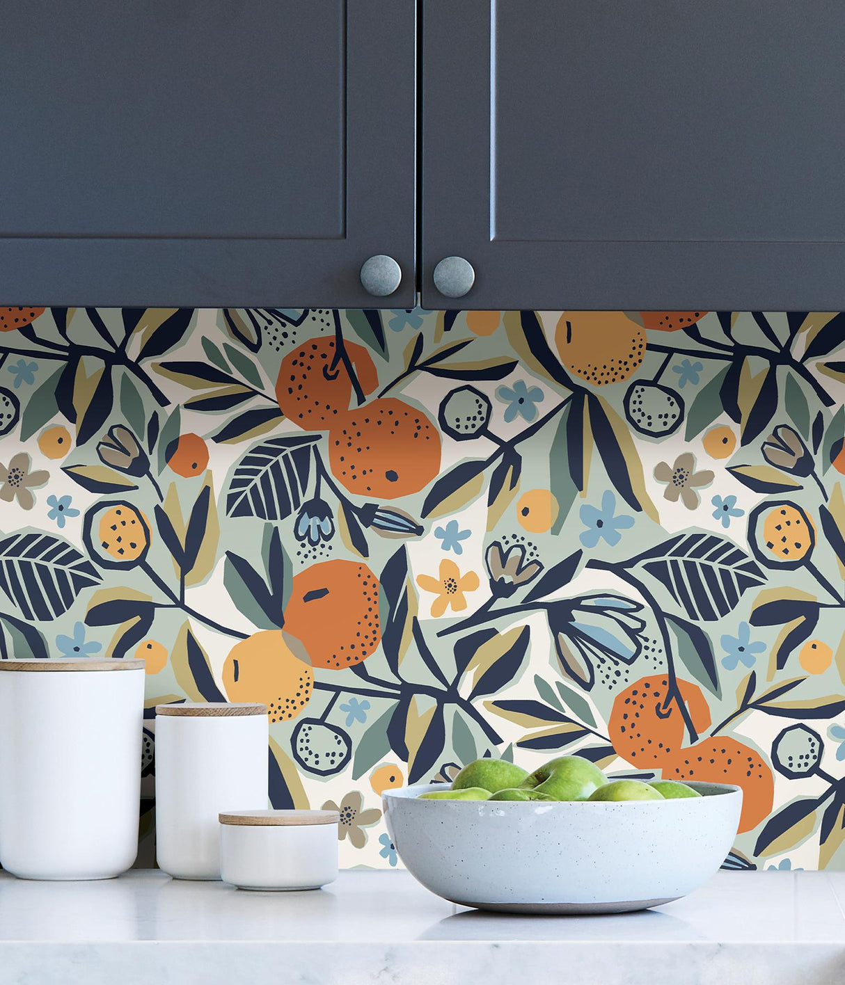 York Navy Clementine Garden Peel & Stick Wallpaper