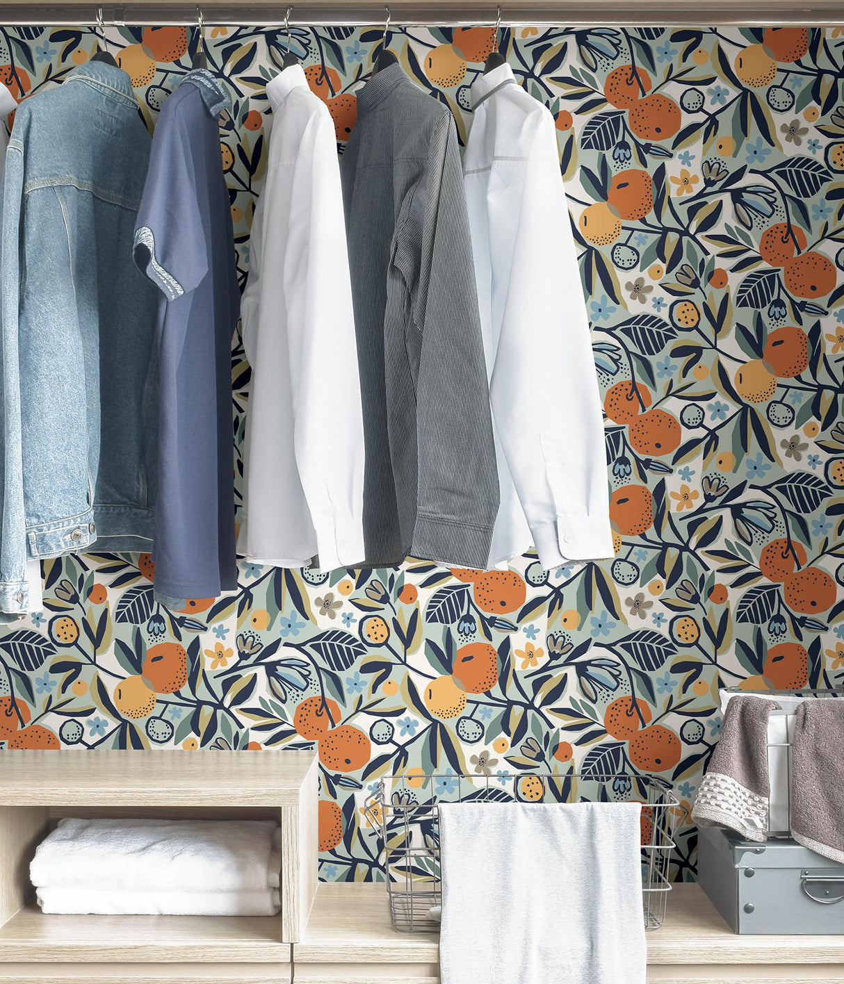 York Navy Clementine Garden Peel & Stick Wallpaper