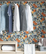 York Navy Clementine Garden Peel & Stick Wallpaper