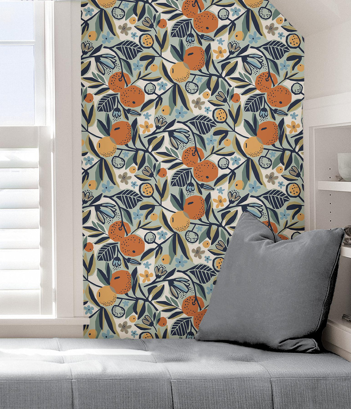 York Navy Clementine Garden Peel & Stick Wallpaper